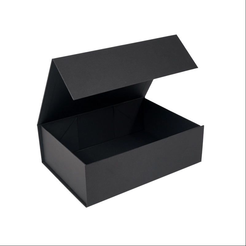 Black Cardboard Paper Box for Gift And Cosmetic Box with Folding Magnetic Closure Factory Bulk Custom Wholesale