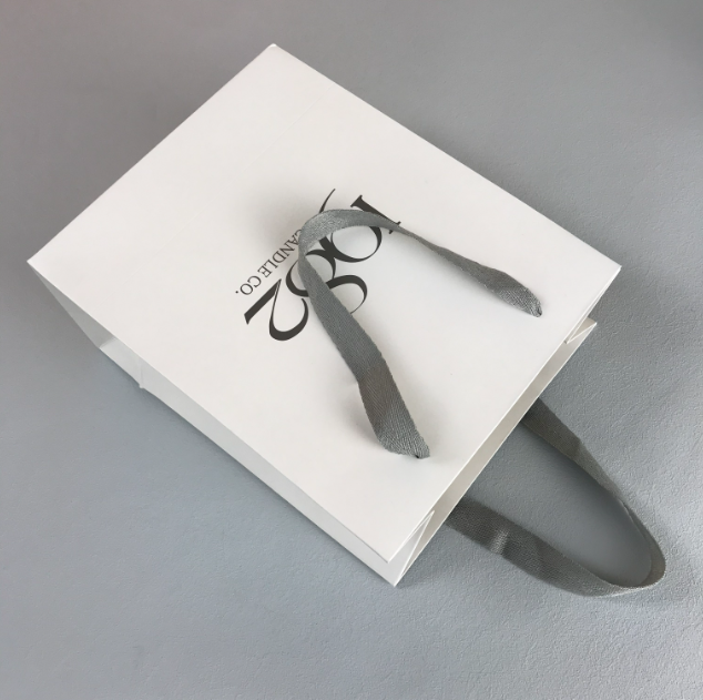 Branded White Paper Bags with Handles | Logo Printed Paper Shopping Bags