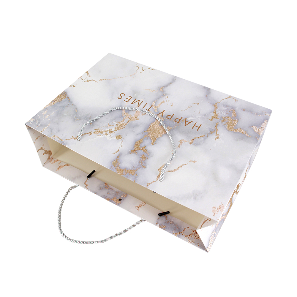 Lipack Marble Effect Boutique Paper Bag with Your Logo for Packaging