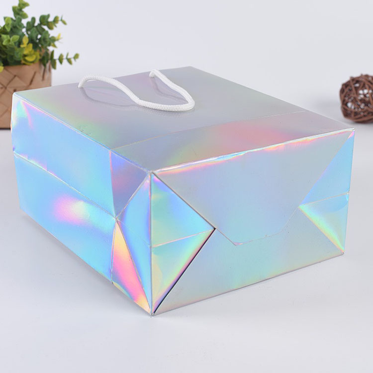 Lipack Custom Design Irridescent Holographic Paper Shopping Bag with Your Logo