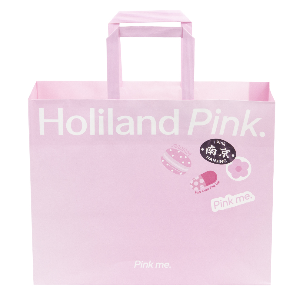 Lipack Custom Pink Color Kraft Paper Bags with Logo Print