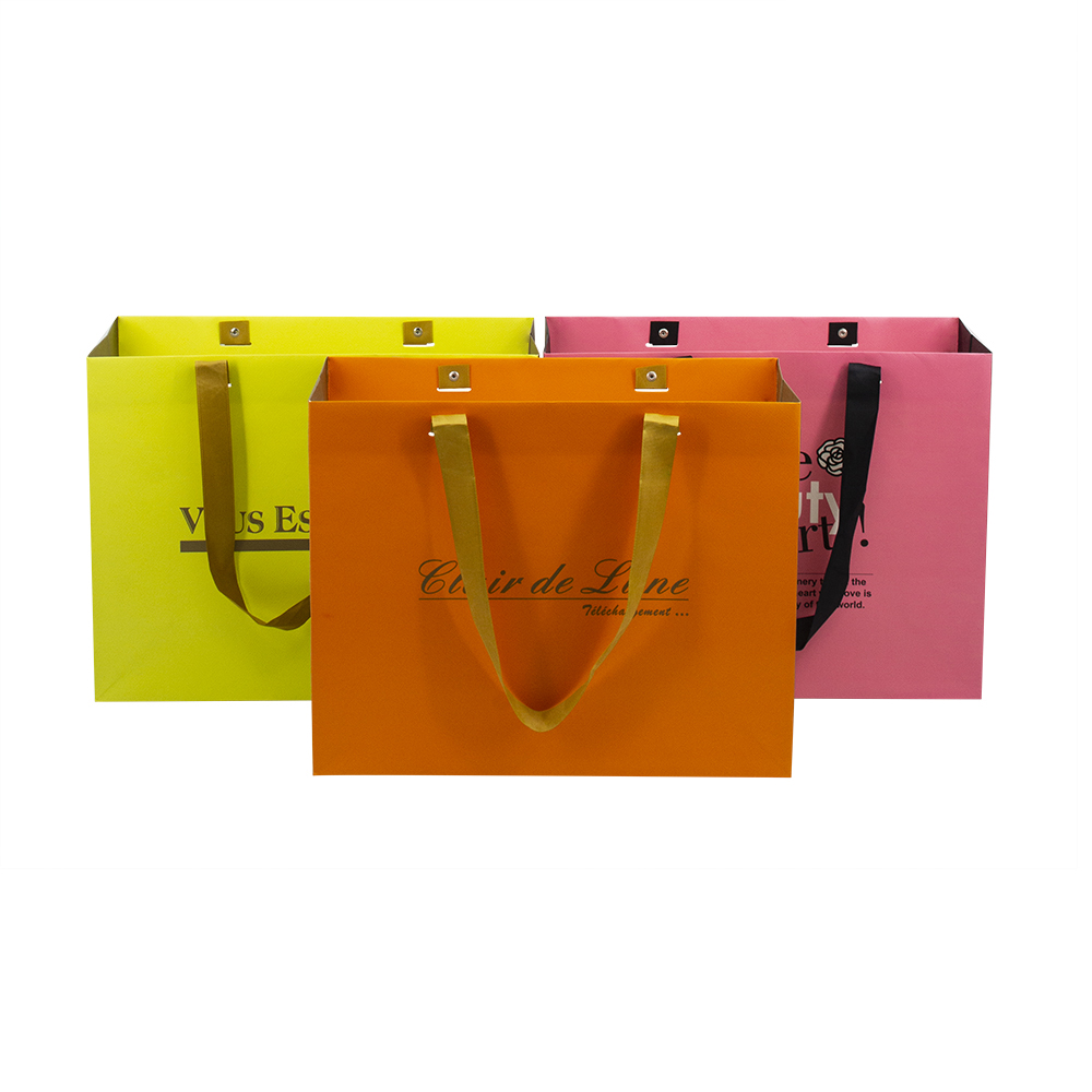 Lipack Custom Logo Luxury Boutique Paper Bag with Rivet Handle