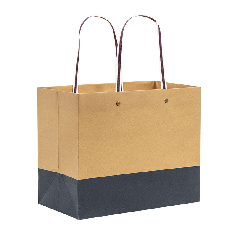 Lipack High-Quality Reusable Kraft Paper Bag with Rivet Punching Paper Handle