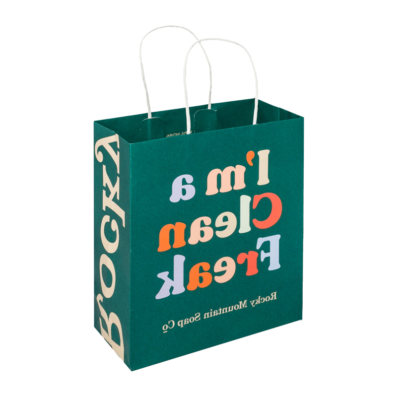 Lipack Patterned Printed Green Color Kraft Paper Bag for Return