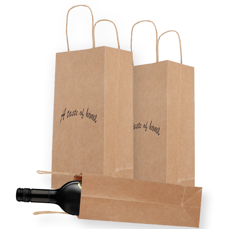 Lipack Vintage Kraft Paper Bag for Wine Packaging with Logo