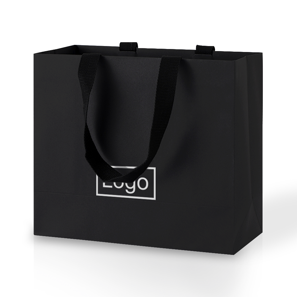 Lipack Merchandise Shopping Brown Paper Bag with Ribbon Handles