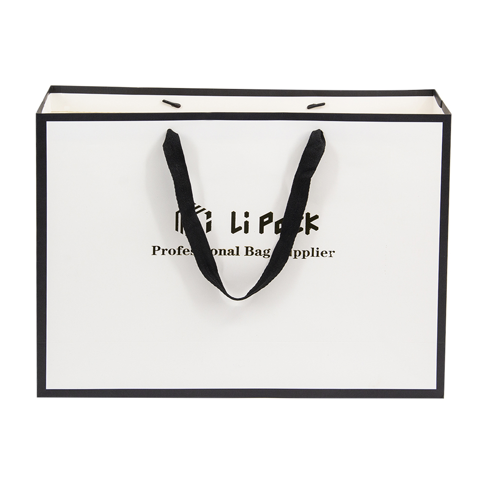 Lipack Custom Ivory Board Luxury Paper Bag with Flat Cotton Handle